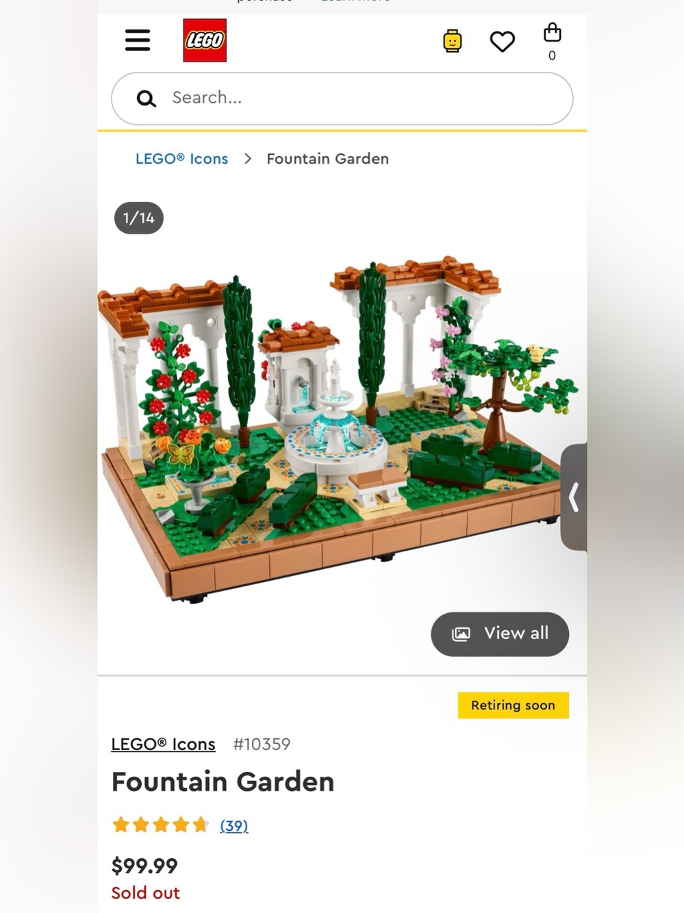 LEGO Icons Fountain Garden - 1302 PCS